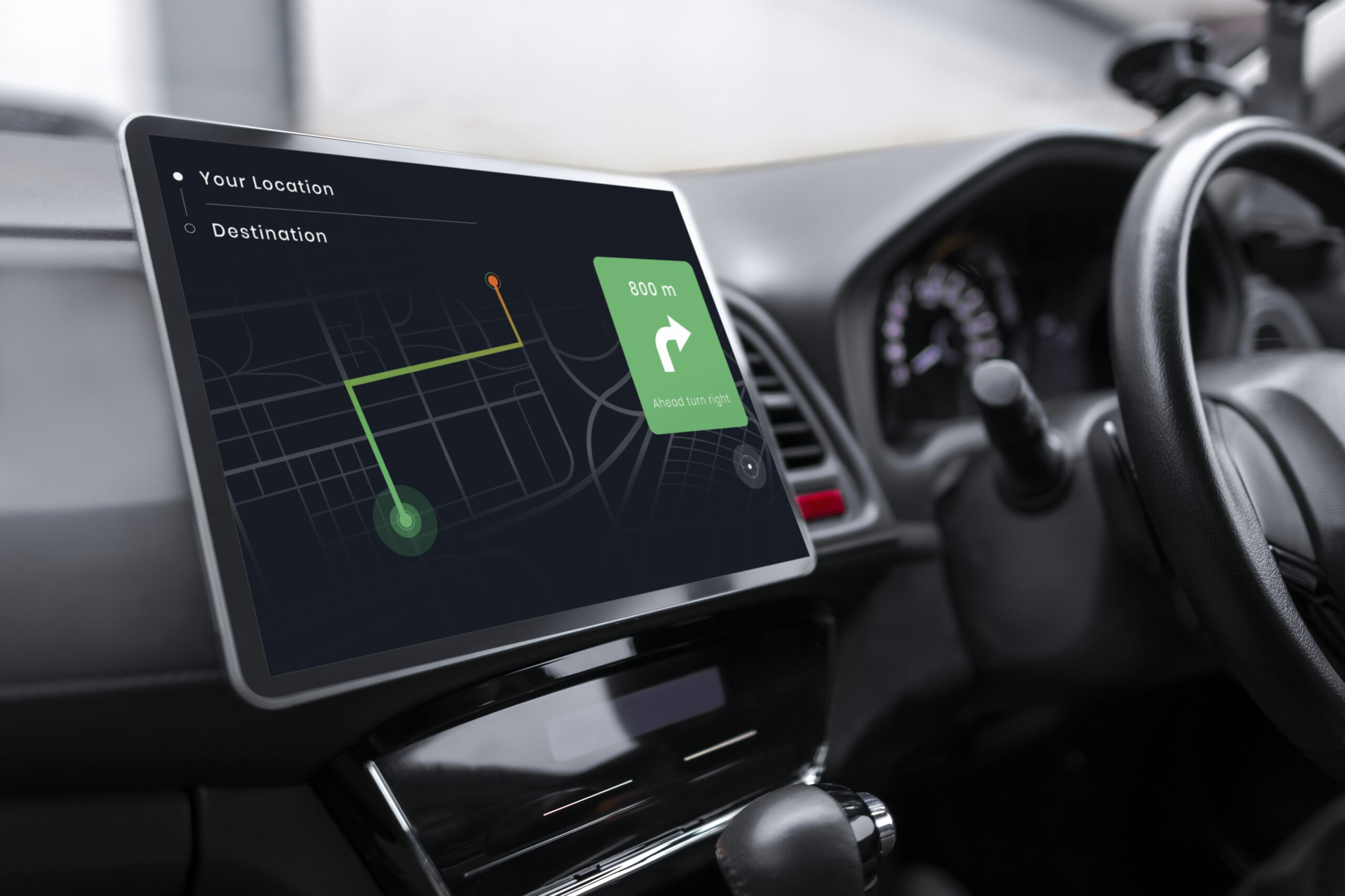 car navigation system displaying route on dashboar 2026 01 07 23 09 39 utc